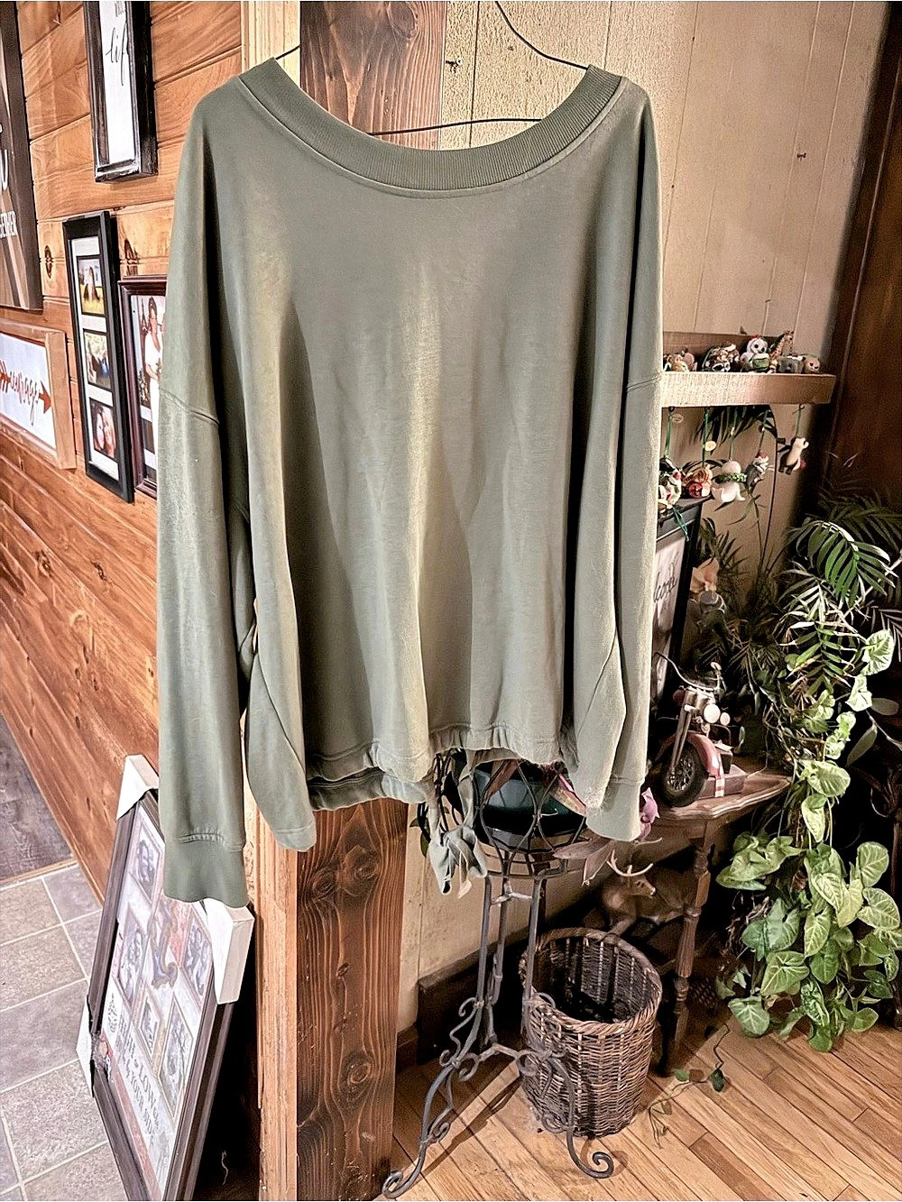 Free People Olive Long Sleeve Sweatshirt